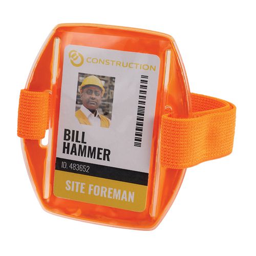 Ergodyne Squids 3386 Arm Band Id/badge Holder Vertical Orange 3.75x4.25 Holder 2.5x4 Insert