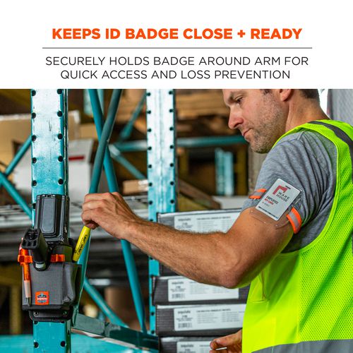 Ergodyne Squids 3386 Arm Band Id/badge Holder Vertical Hi-vis Orange 3.75x4.25 For 2.5x4 Insert 10/pack Ships In 1-3 Bus Days