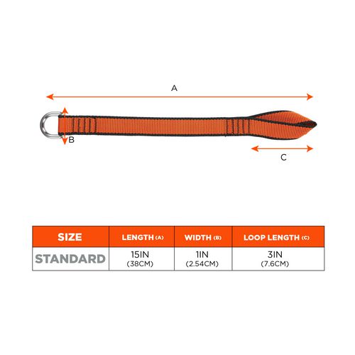 Ergodyne Squids 3174 Anchor Choke Strap For Tool Tethering 25 Lb Max Safe Working Capacity 15" Long Orange Ships In 1-3 Bus Days