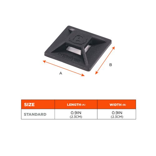 Ergodyne Squids 3701 Mini Adhesive Mount Replacements 2 Lb Max Safe Working Capacity 0.9" Long Black10/pack Ships In 1-3 Bus Days