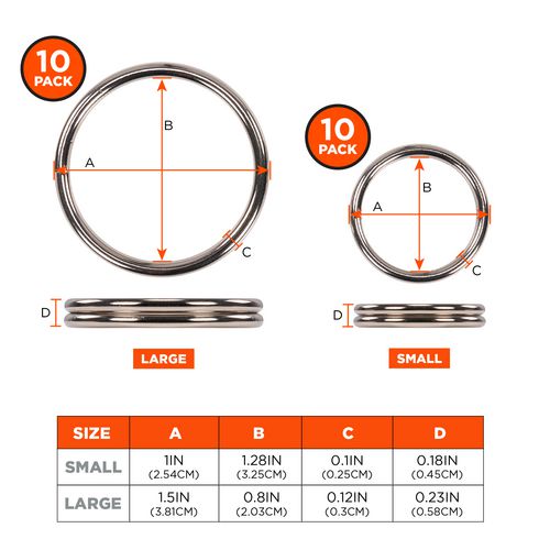 Ergodyne Squids 3785 Split Ring Tool Attachment 2 Lb Max Working Capacity 1.5" Dia Silver 10/pack