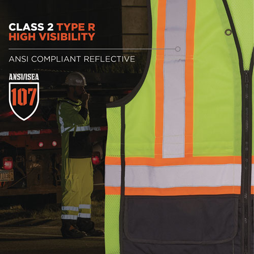 Ergodyne Glowear 8251hdz Class 2 Two-tone Hi-vis Safety Vest 2x-large To 3x-large Lime