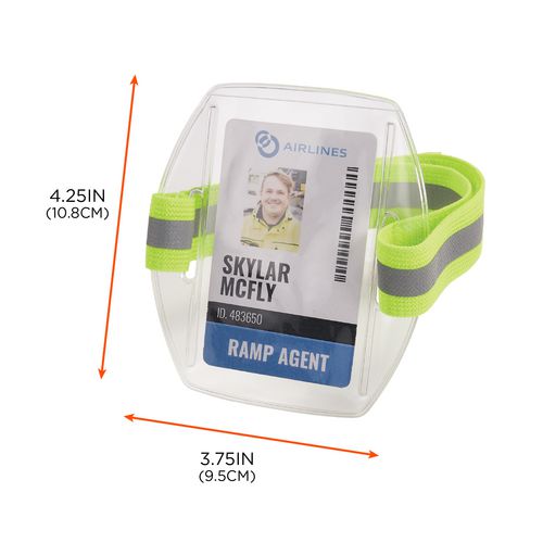 Ergodyne Squids 3386 Arm Band Id/badge Holder Vertical Hi-vis Lime 3.75x4.25 For 2.5x4 Insert 10/pack Ships In 1-3 Bus Days