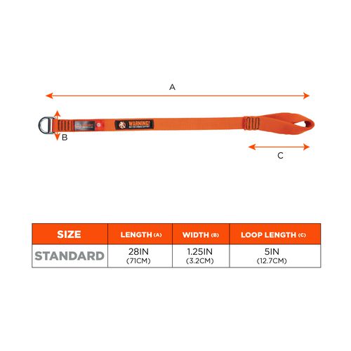 Ergodyne Squids 3177 Anchor Choke Strap For Tool Tethering 60 Lb Max Safe Working Capacity 28" Long Orange Ships In 1-3 Bus Days