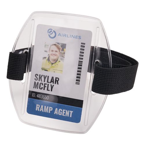 Ergodyne Squids 3386 Arm Band Id/badge Holder Vertical Black/clear 3.75x4.25 For 2.5x4 Insert 10/pack Ships In 1-3 Bus Days