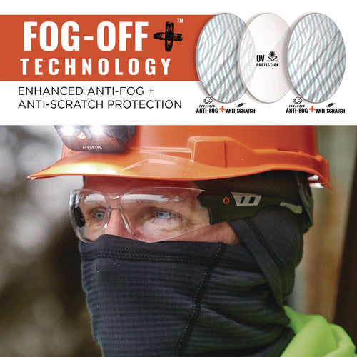 Ergodyne Skullerz Saga Anti-scratch/enhanced Anti-fog Safety Glasses Matte Black Frameless Clear Polycarb Lensships In 1-3 Bus Days