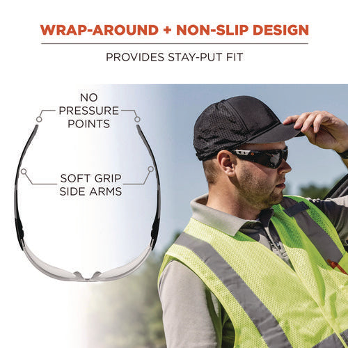 Ergodyne Skullerz Saga Anti-scratch/enhanced Anti-fog Safety Glasses Matte Black Frameless Clear Polycarb Lensships In 1-3 Bus Days