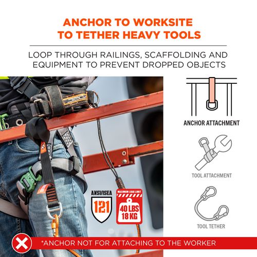 Ergodyne Squids 3176 Anchor Choke Strap For Tool Tethering 40 Lb Max Safe Working Capacity 24" Long Black Ships In 1-3 Bus Days