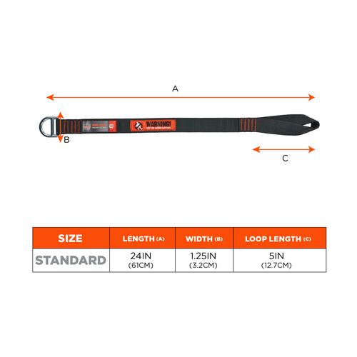 Ergodyne Squids 3176 Anchor Choke Strap For Tool Tethering 40 Lb Max Safe Working Capacity 24" Long Black Ships In 1-3 Bus Days