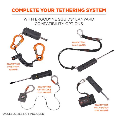 Ergodyne Squids 3745 Tool Grip And Tether Attachment Point 1 Lb Max Working Capacity 5.5" Long Black 2/pack Ships In 1-3 Bus Days