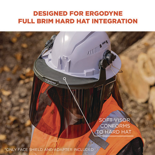 Ergodyne Skullerz 8995 Anti-scratch And Anti-fog Hard Hat Face Shield With Adapter For Full Brim Smoke Lens Ships In 1-3 Bus Days