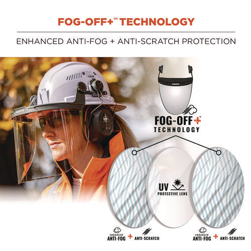 Ergodyne Skullerz 8998 Anti-scratch/anti-fog Face Shield Replacement For Full Brim Hard Hat Clear Lens