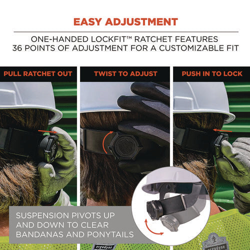 Ergodyne Skullerz 8969 Class E Lightweight Full Brim Hard Hat 6-point Rachet Suspension Lime