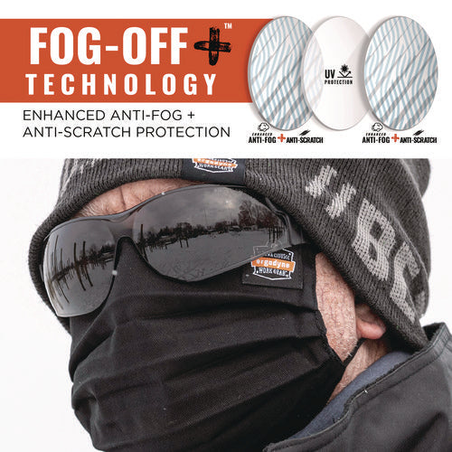 Ergodyne Skullerz Saga Anti-scratch/enhanced Anti-fog Safety Glasses Matte Black Frameless Smoke Polycarb Lensships In 1-3 Bus Days