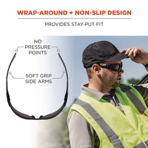 Ergodyne Skullerz Saga Anti-scratch/enhanced Anti-fog Safety Glasses Matte Black Frameless Smoke Polycarb Lensships In 1-3 Bus Days