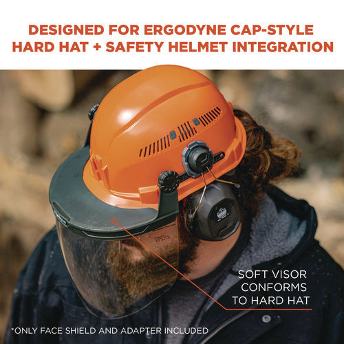 Ergodyne Skullerz 8994 Anti-scratch/anti-fog Hard Hat Face Shield Cap-style/safety Helmet Adapter Clear Lens Ships In 1-3 Bus Days