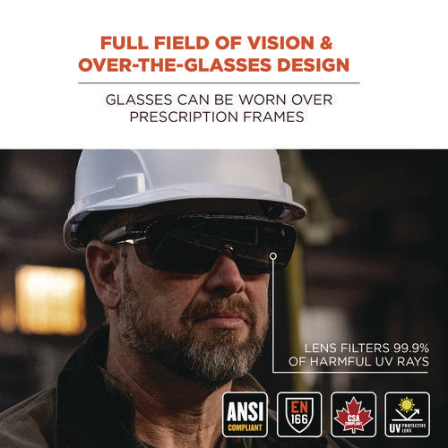 Ergodyne Skullerz Osmin Safety Glasses Matte Black Polycarbonate Frame Smoke Polycarbonate Lens