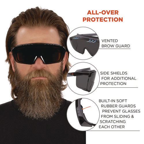Ergodyne Skullerz Osmin Safety Glasses Matte Black Polycarbonate Frame Smoke Polycarbonate Lens