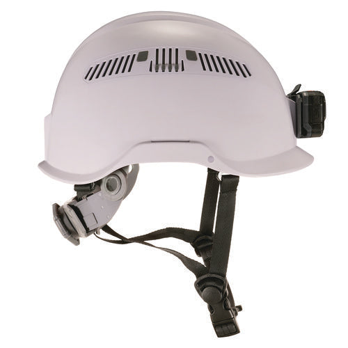 Ergodyne Class C Safety Helmet With Led Light And Adjustable Venting 6-point Rachet Suspension White