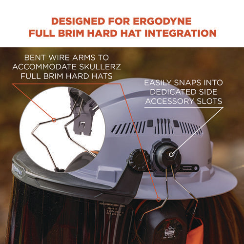 Ergodyne Skullerz 8880 Nrr 26db Hard Hat Mounted Earmuffs Full Brim Gray