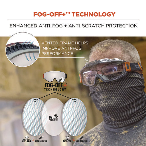 Ergodyne Skullerz Modi Otg Anti-scratch And Enhanced Anti-fog Safety Goggles With Neoprene Strap Clear Lens Ships In 1-3 Bus Days