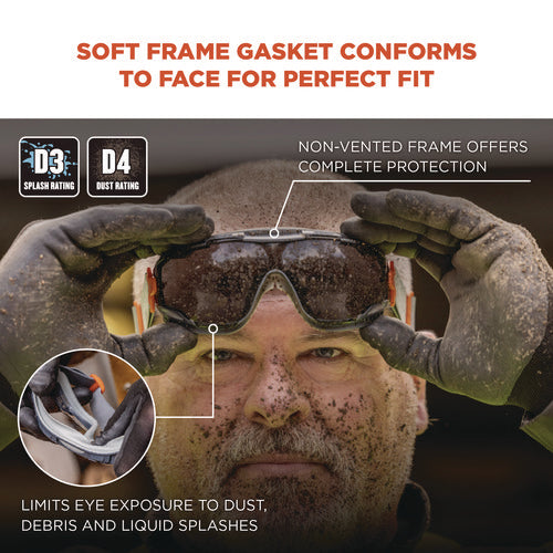 Ergodyne Skullerz Arkyn Anti-scratch And Enhanced Anti-fog Safety Goggles With Neoprene Strap Smoke