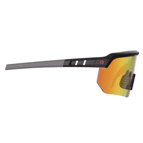 Ergodyne Skullerz Aegir Safety Glasses With Mirrored Lenses Matte Black Frame Orange Mirror Polycarb Lens Ships In 1-3 Bus Days