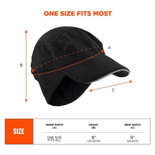 Ergodyne N-ferno 6807 Winter Baseball Cap With Ear Flaps One Size Fits Most Black