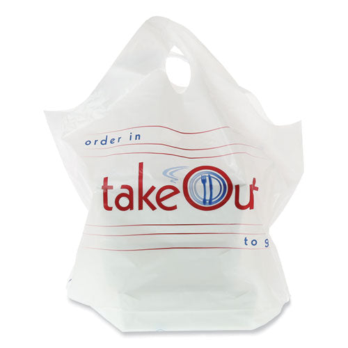 AmerCareRoyal Wave Top To-go Bags 19x9.5x19 White With Red Print 500/Case
