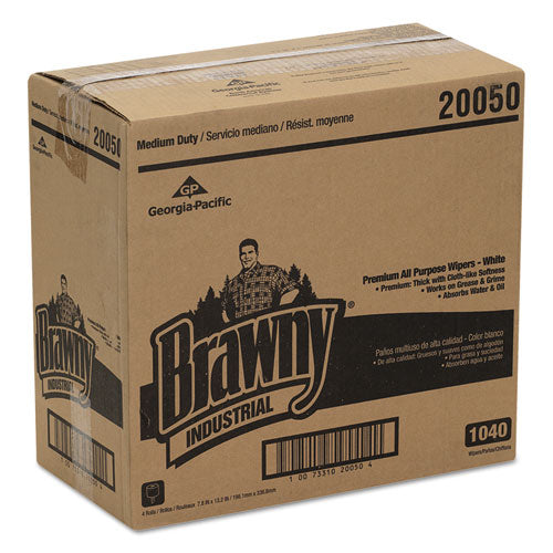 Brawny Professional Medium Duty Premium Drc Wipers 7.78x13.25 Unscented White 260/roll 4 Rolls/Case