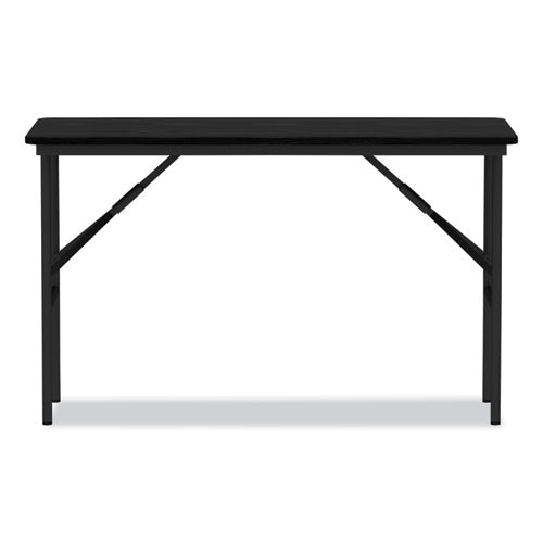 Alera Wood Folding Table Rectangular 48wx23.88dx29h Black