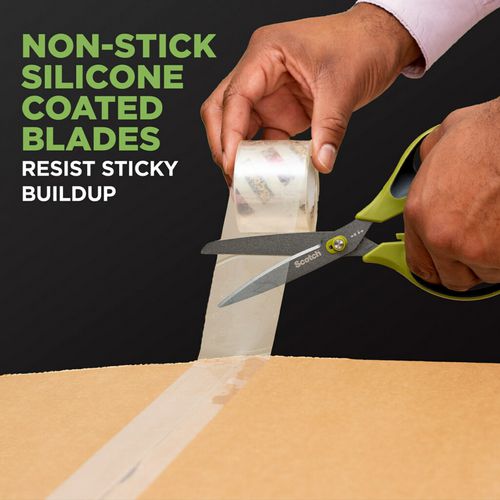 Scotch™ Non-stick Unboxing Scissors 8" Long 2.7" Cut Length Green/black Handle