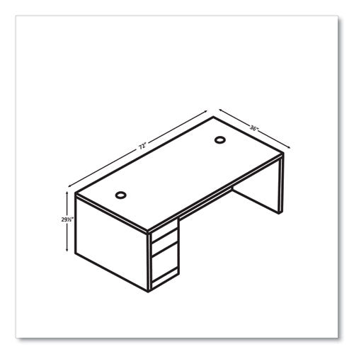 HON 10500 Series Single Full-height Pedestal Desk Left: Box/box/file 72"x36"x29.5" Kingswood Walnut