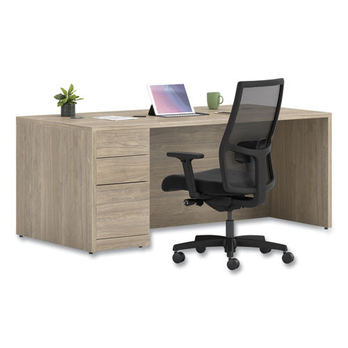 HON 10500 Series Single Full-height Pedestal Desk Left: Box/box/file 72"x36"x29.5" Kingswood Walnut