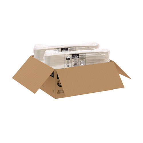 Dart Compostable Fiber Hinged Trays Proplanet Seal 3-compartment 8.03x8.4x1.93 Ivory Molded Fiber 200/Case