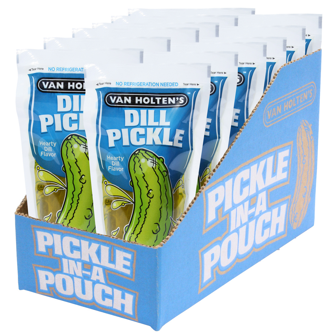 Van Holten's Dill Jumbo Pickle Whole Single Serve Pouch-1 Each-12/Case