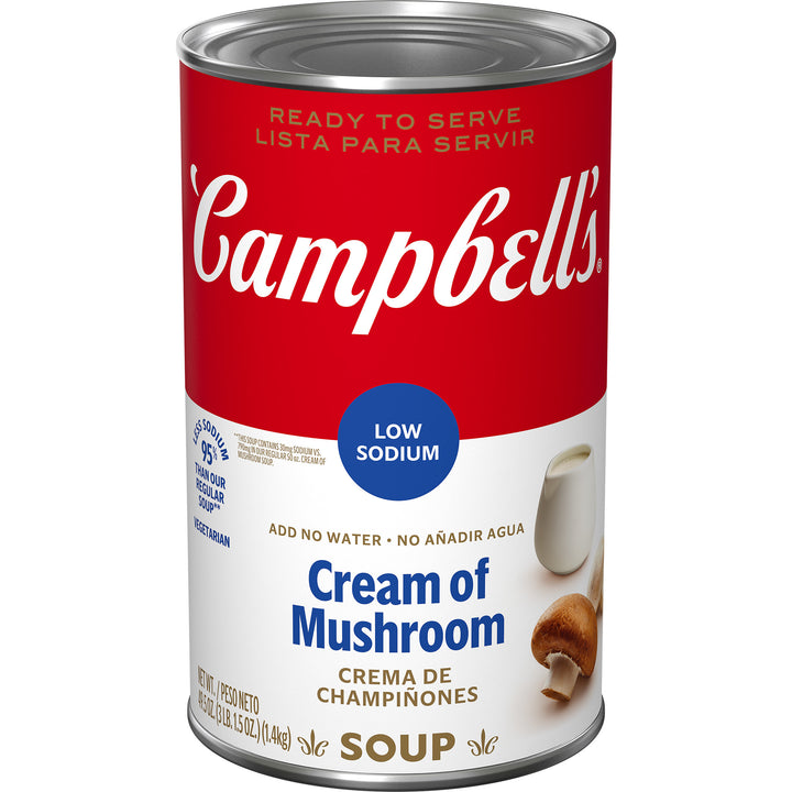 Campbell's Classic Low Sodium Cream Of Mushroom Shelf Stable Soup-49.5 oz.-12/Case