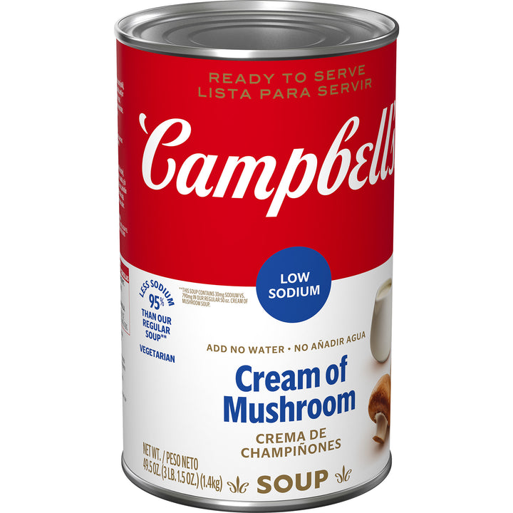 Campbell's Classic Low Sodium Cream Of Mushroom Shelf Stable Soup-49.5 oz.-12/Case