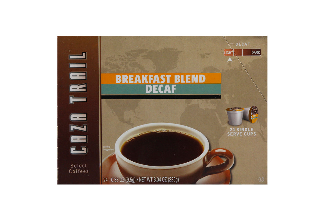 Caza Trail Coffee Breakfast Blend Decaffeinated Single Service Brewing Cup-24 Each-4/Case