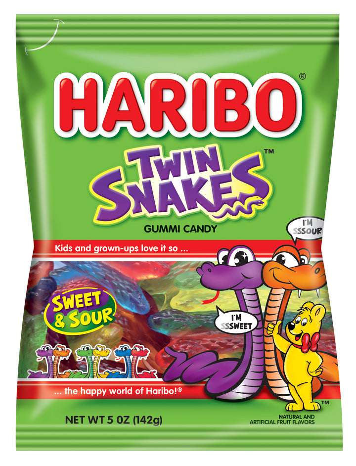 Haribo Twin Snakes Gummy Candy-5 oz.-12/Case