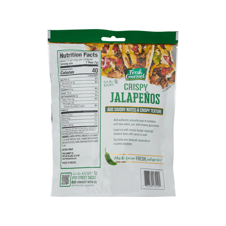 Fresh Gourmet Lightly Salted Crispy Jalapeno Salad Topping Bag-3.5 oz.-12/Case