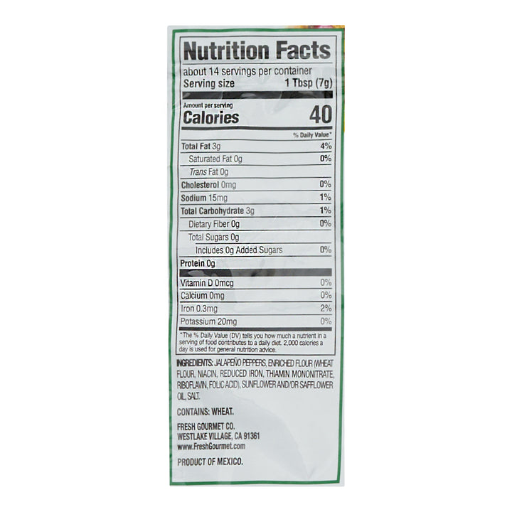 Fresh Gourmet Lightly Salted Crispy Jalapeno Salad Topping Bag-3.5 oz.-12/Case