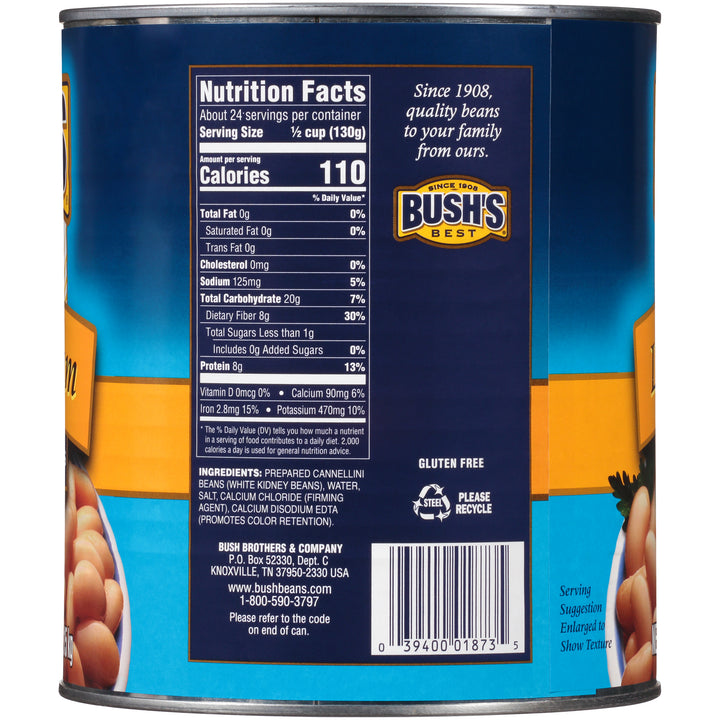 Bush's Best Low Sodium Cannellini Beans-111 oz.-6/Case