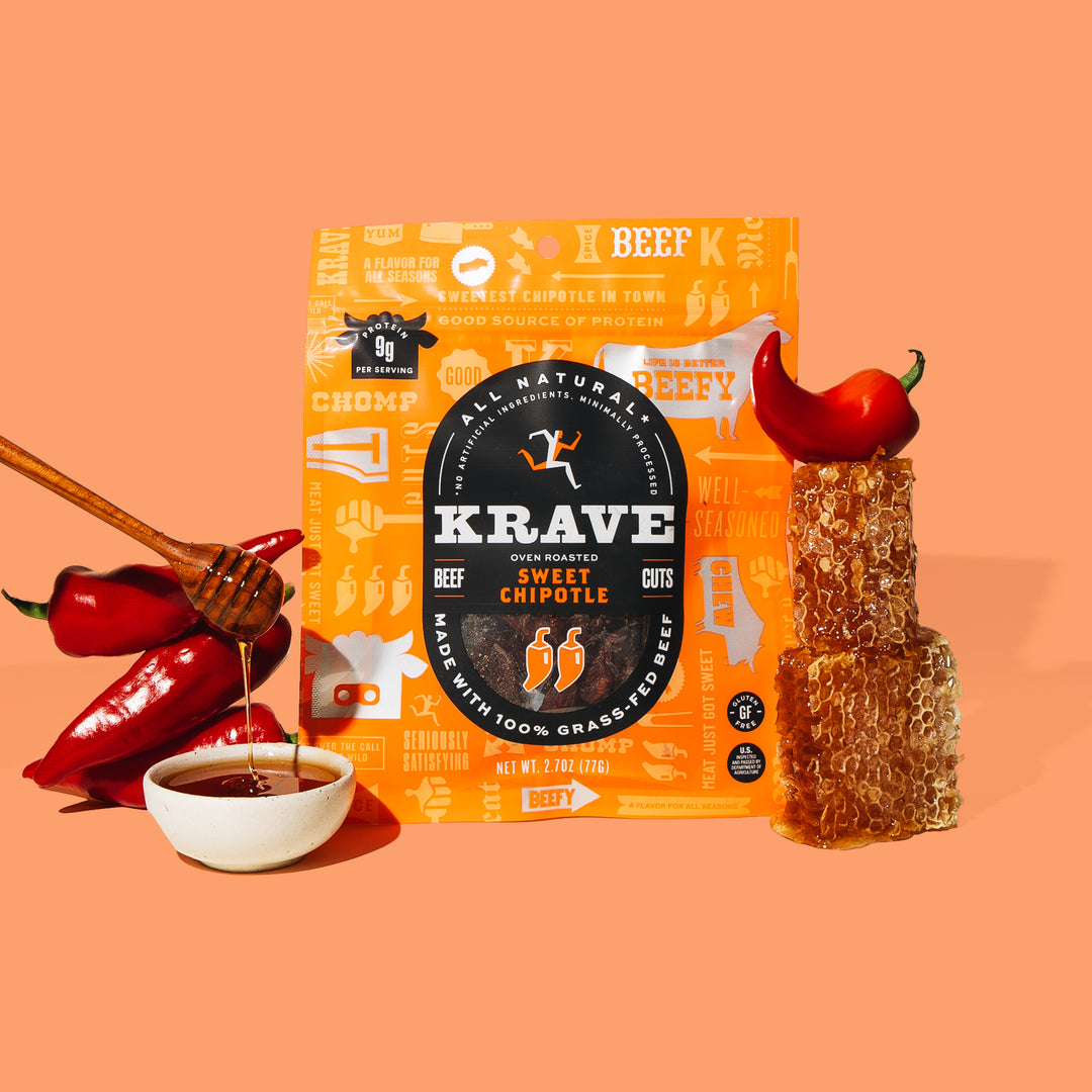 Krave Gourmet Sweet Chipotle Beef Cuts-2.7 oz.-8/Case
