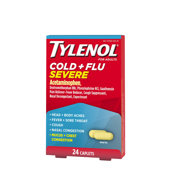 Tylenol Cold & Flu Severe-24 Count-6/Box-8/Case