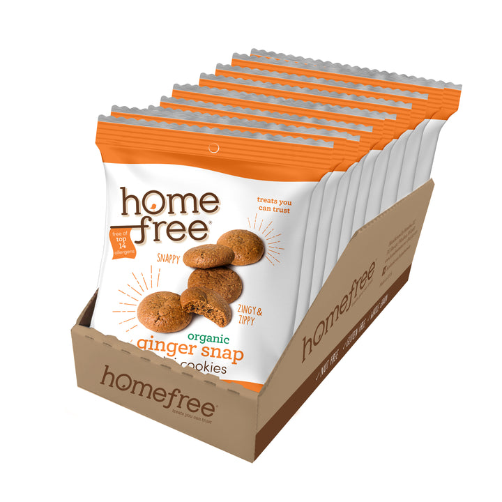 Homefree Organic Ginger Snap Mini Cookies Tray-0.95 oz.-10/Case