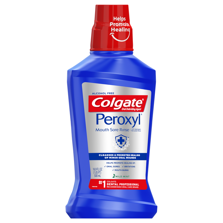 Colgate Peroxyl Mouth Sore Rinse Alcohol Free Mild Mint Mouthwash-16 fl oz.s-6/Case