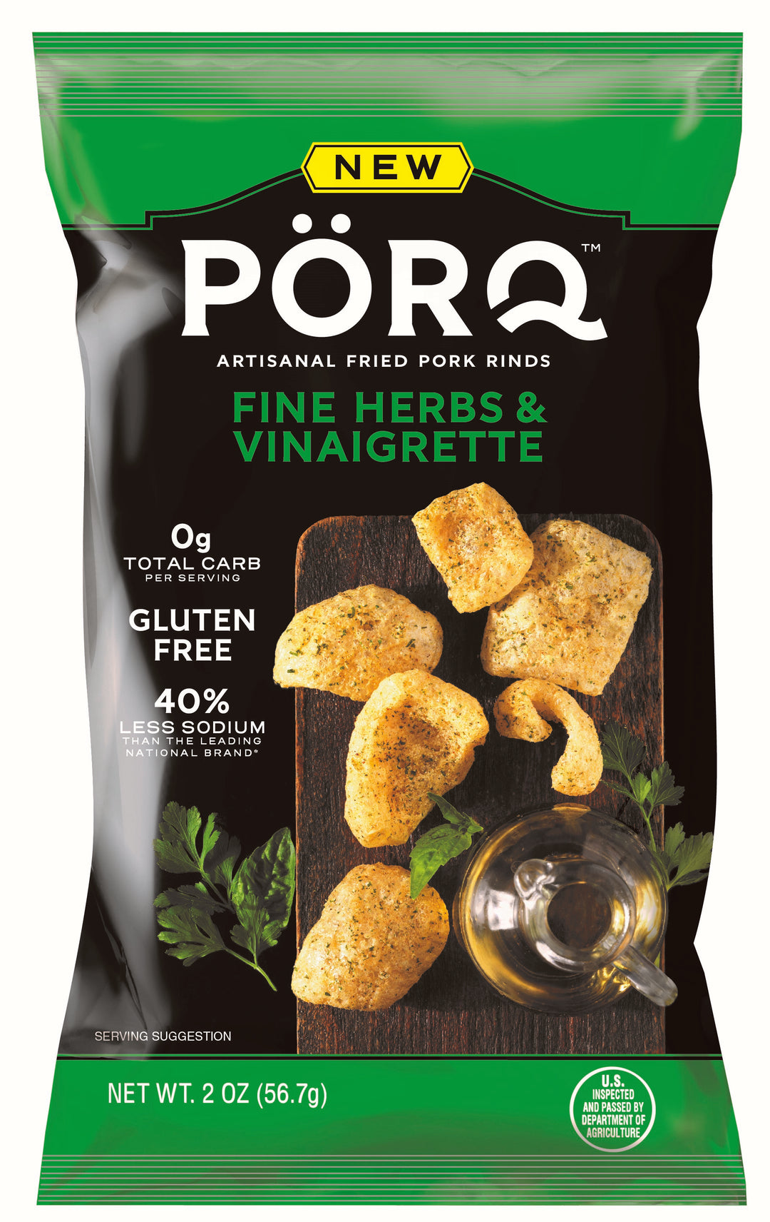 Porq Fine Herb & Vinaigrette Pork Skins-2 oz.-12/Case