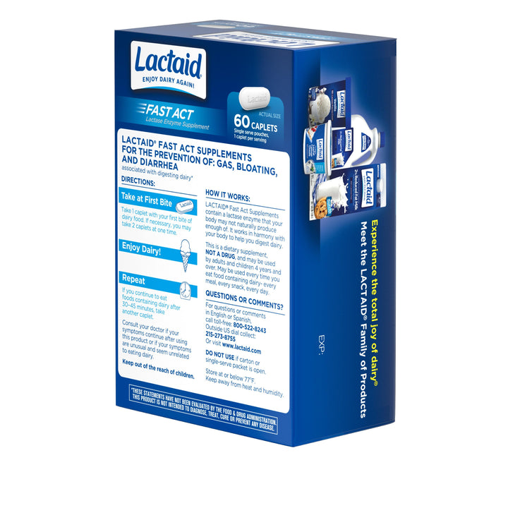 Lactaid Fast Action Caplets-60 Count-3/Box-8/Case
