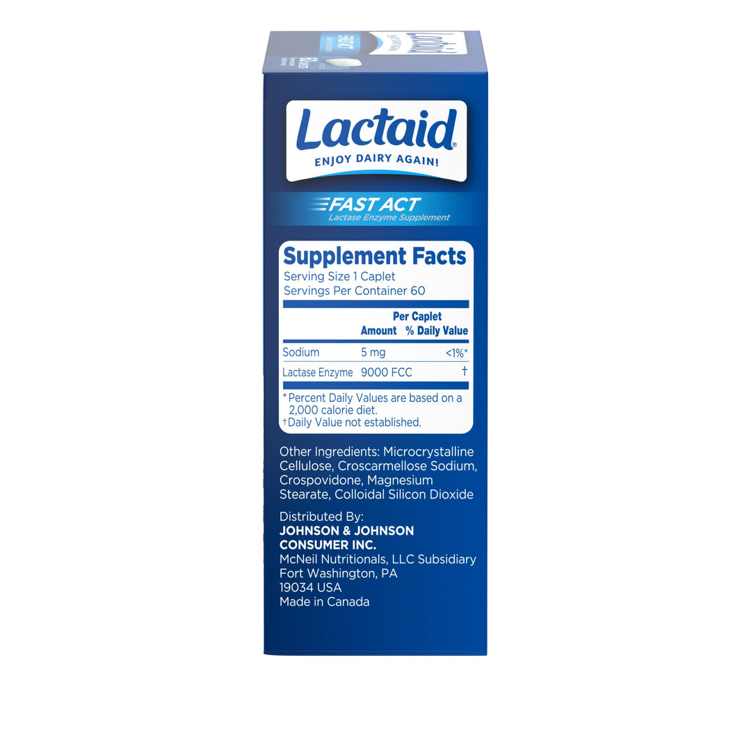 Lactaid Fast Action Caplets-60 Count-3/Box-8/Case